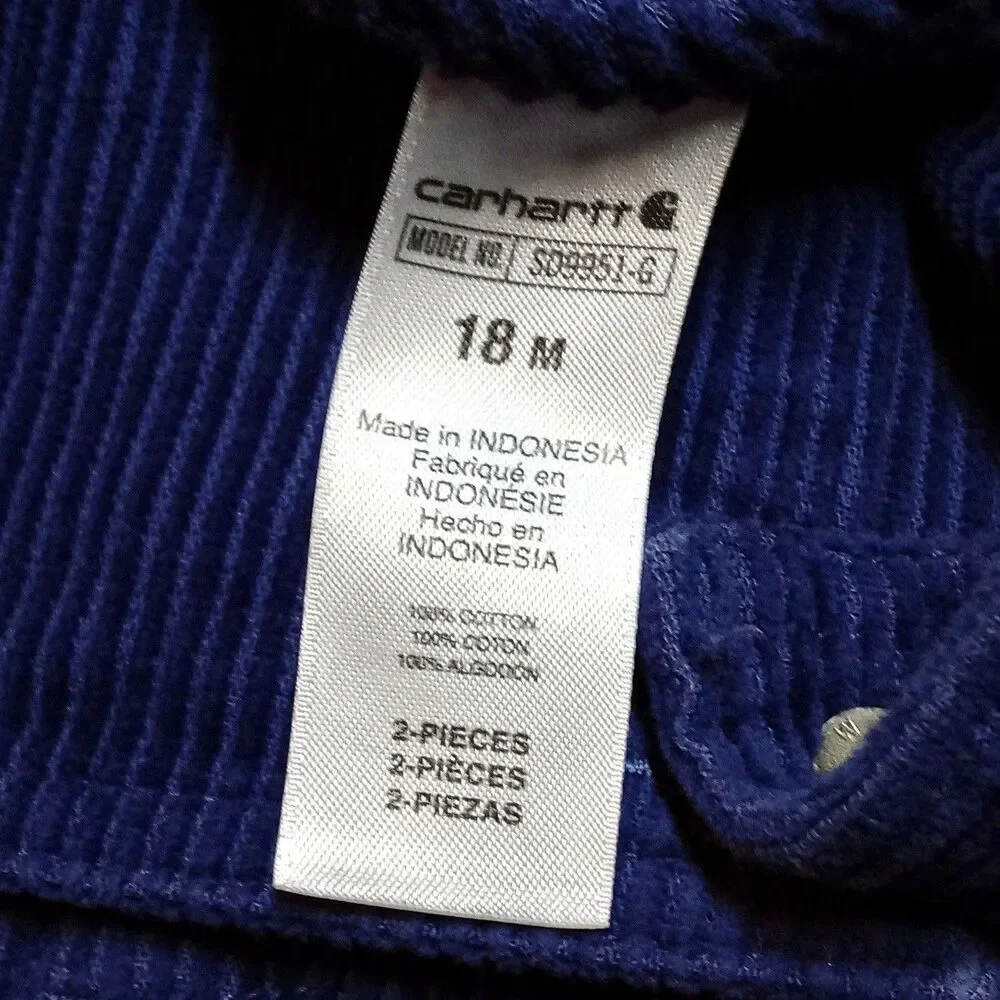 Carhartt Girls Purple Corduroy Ruffled Shoulder Bib Overalls Size 18 M Toddler